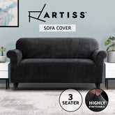 Artiss Sofa Cover Couch Covers 3 Seater Velvet Black